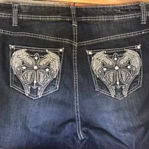 4/$25 Avenue Denim Straight leg Rhinestone Jeans